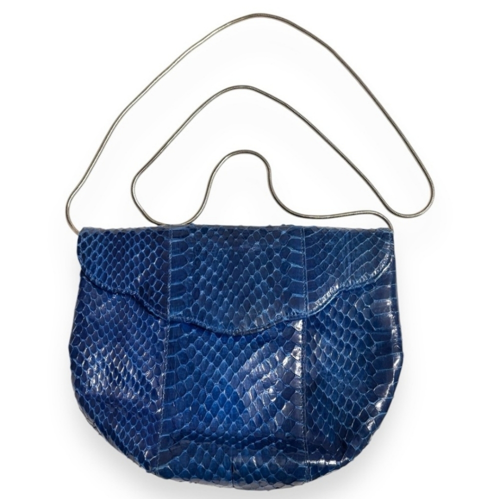 SHIRL MILLER LTD Blue Snakeskin Crossbody ClutchP VINTAGE